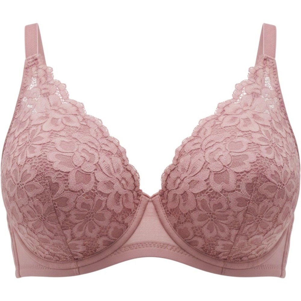 Maidenform Bra 38D Pink Floral Lace Longline Underwire Plunge DM1188